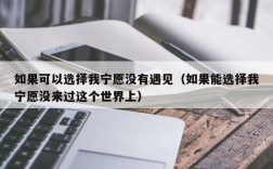 如果可以选择我宁愿没有遇见（如果能选择我宁愿没来过这个世界上）